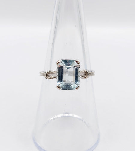 Bague 53 Bague cocktail art déco or blanc aigue marine 58 Facettes A05346