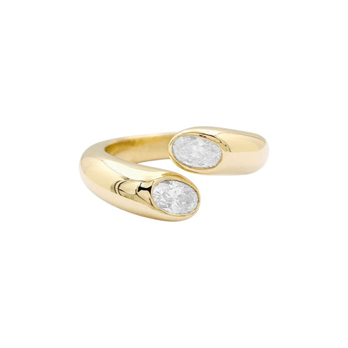 Bague 58 Bague Cartier, "Ellipse Deux Têtes Croisées", or jaune, diamants. 58 Facettes 35041