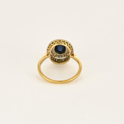 Bague 51 Bague en or jaune, or blanc, saphir et diamants 58 Facettes VAN0130