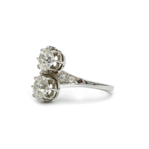 Bague 54 Bague Toi et Moi - Or jaune platine et diamants 58 Facettes 1017