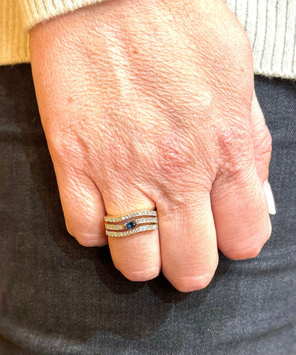 Bague 54 Bague vintage en or 18 carats diamants 8/8 et saphir 58 Facettes