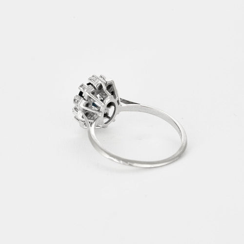 Bague 55 Bague marguerite or blanc et saphir 58 Facettes GU196