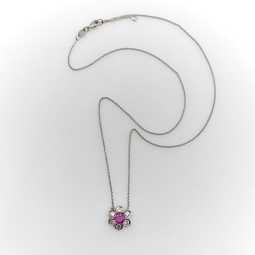 Vintage Platinum Pink Sapphire and Diamond Necklace 58 Facettes A2003H