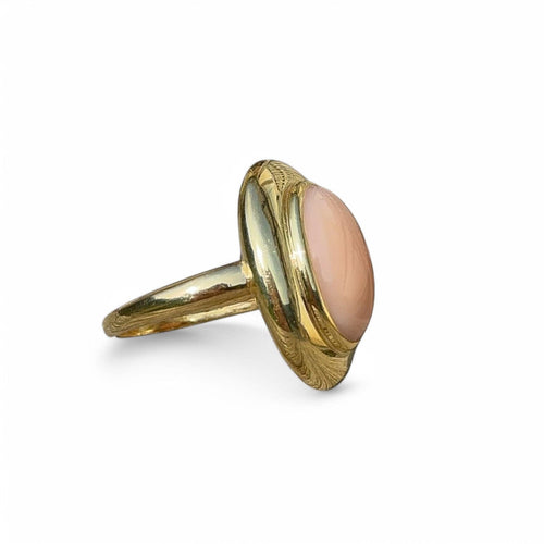 Bague 53 Bague Corail peau d'ange en or jaune 18 carats 58 Facettes 353