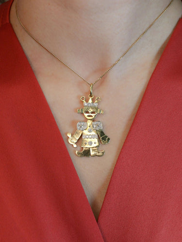Pendentif POMELLATO - Pendentif Petite Reine articulé 2 ors diamants 58 Facettes J544