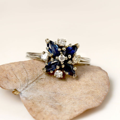 Bague 51 Bague vintage saphir diamants flocon 58 Facettes 24-302