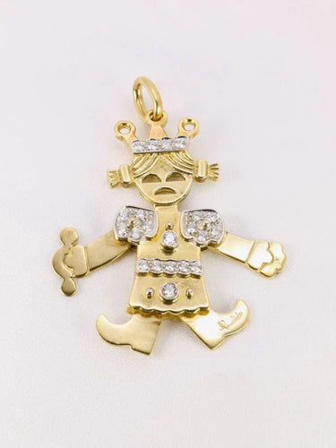 Pendentif POMELLATO - Pendentif Petite Reine articulé 2 ors diamants 58 Facettes J544