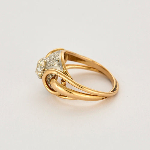 Bague 57 Bague or jaune et platine et diamants 58 Facettes BEA3376