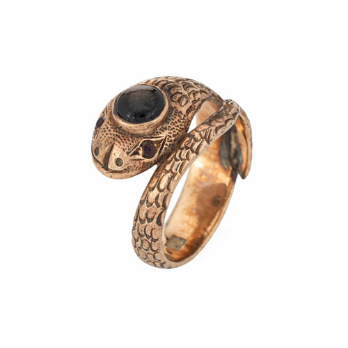 Bague 45 Bague serpent rubis saphir étoile noire, bijoux Serpent Vintage en or rose 58 Facettes G12688