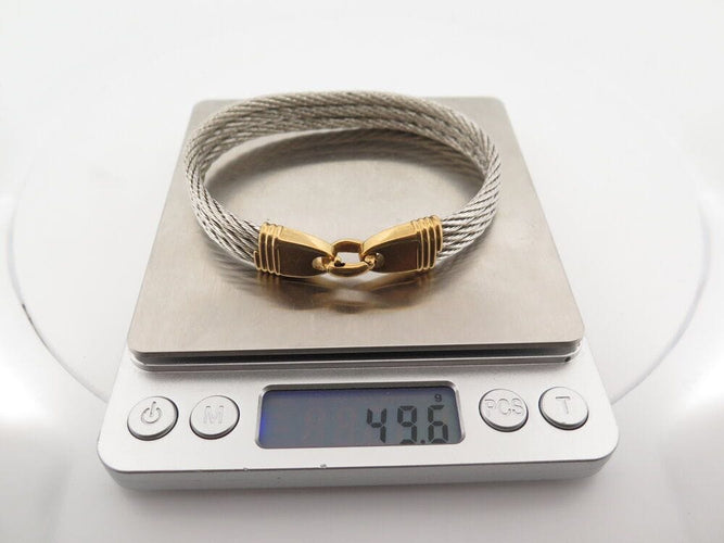 Bracelet vintage bracelet FRED force 10 cable 24 cm acier et or jaune 58 Facettes 261952