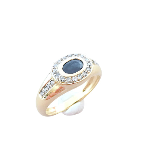 Bague 55.5 Bague Saphir Diamants Or Jaune 58 Facettes AA 1550