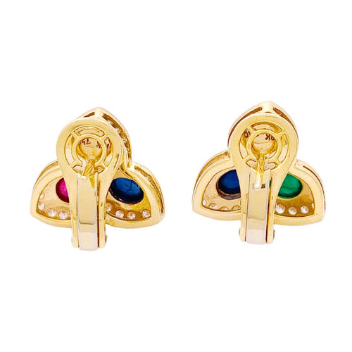 Boucles d'oreilles Boucles d'oreille "Tutti Frutti" or jaune, diamants, pierres de couleurs. 58 Facettes 34075