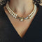 Collier Collier en or jaune, blanc et diamants avec deux rangs de perles Akoya 58 Facettes G3713