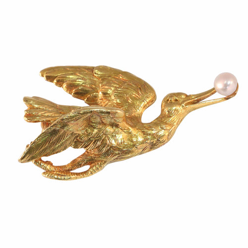 Pendentif Broche-pendentif cigogne victorienne 58 Facettes 24071-0151
