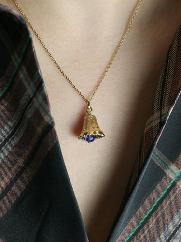 Pendentif Pendentif charms vintage cloche or jaune pierre bleue 58 Facettes 1099.6