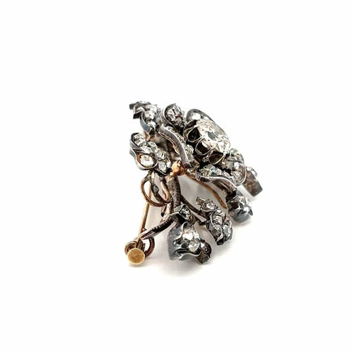 Broche Parure Fleur En Diamants, Argent Et Or 19ème Siècle 58 Facettes