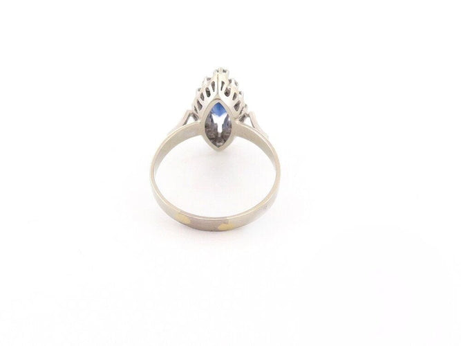 Bague 56 bague marquise en or blanc 18k sertie saphir 1.3ct & diamants 0.3ct 56 58 Facettes 266444