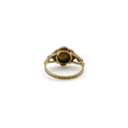 Bague Bague en or 15 carats avec grenats, émeraudes et perles 58 Facettes