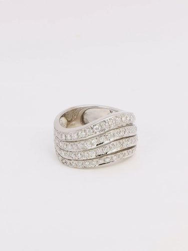 Bague 53 Bague vague vintage or blanc diamants 2,5ct 58 Facettes J19