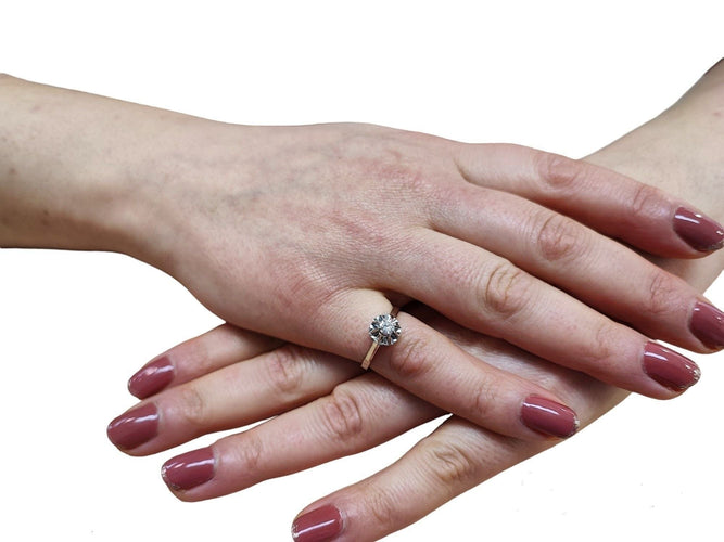Bague 52.5 Bague solitaire diamant or blanc 58 Facettes Solo.Anc.918