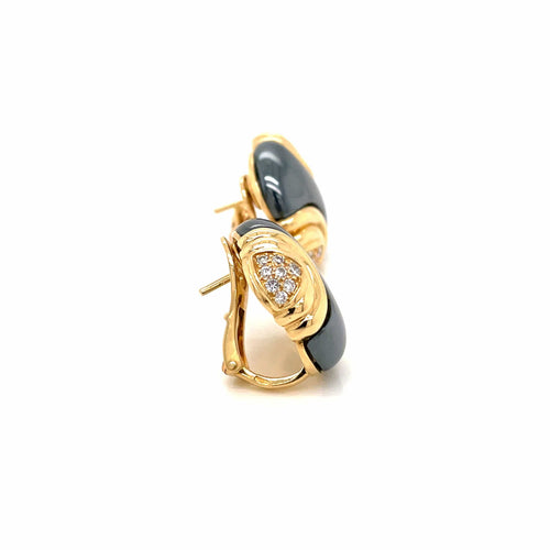 Boucles d'oreilles Boucles d'oreilles Bulgari en or jaune 18 carats avec diamants et hématite 58 Facettes