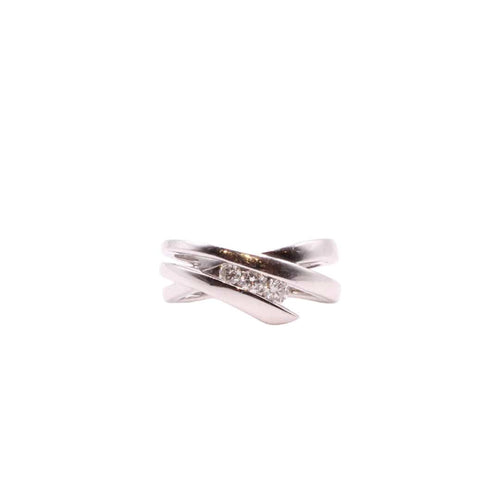 Bague Bague trilogie de diamants  sertis sur or blanc 58 Facettes