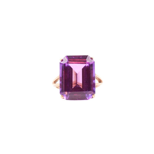 Bague 56 Bague cocktail pierre violette triple anneau sur or jaune 58 Facettes