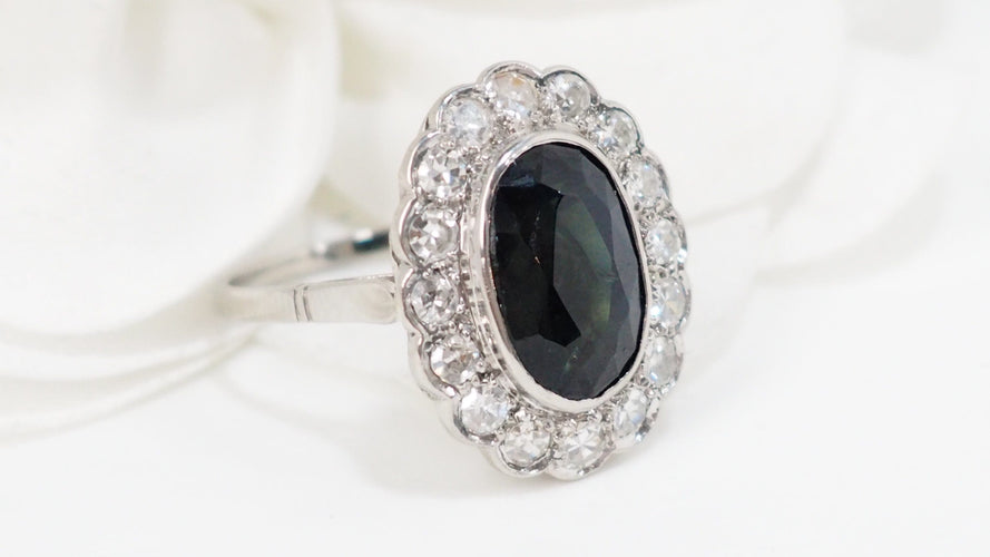 Bague 58 Bague Pompadour en platine saphir et diamants 58 Facettes 32635
