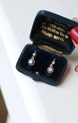 Boucles d'oreilles Dormeuses Anciennes Diamants 58 Facettes