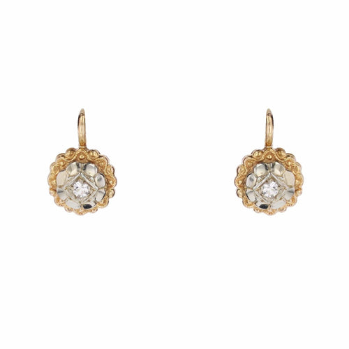 Boucles d'oreilles Dormeuses anciennes 2 ors saphirs blancs 58 Facettes CVBO28