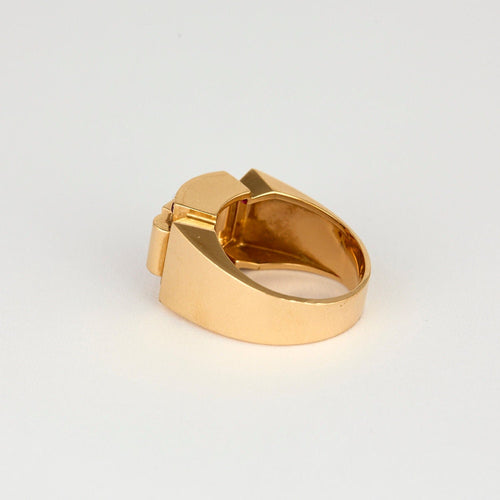 Bague 57 Bague tank or rose et rubis de syhtèse 58 Facettes ANG0481