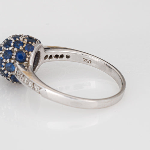 Bague empilable en or blanc 18 carats avec saphir et diamants, taille 7, bijoux fins Estate Fine Jewelry