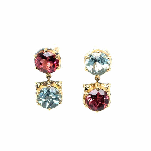Boucles d'oreilles Gucci - Boucles d'oreilles tête de chat en or et pierres précieuses Le Marche des Marseilles 58 Facettes