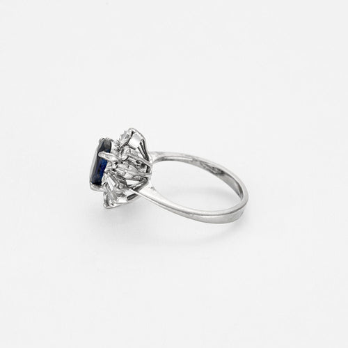 Bague 46,5 Bague marguerite or blanc, saphir et diamants 58 Facettes RAM2764