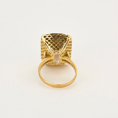 Bague 58,5 Bague cocktail or jaune et quartz fumé 58 Facettes NAR0019
