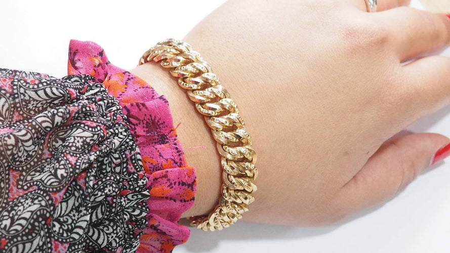 Bracelet vintage maille américaine en or rose