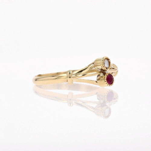 Bague 58 Bague ancienne duo perle fine grenat 58 Facettes 06-130
