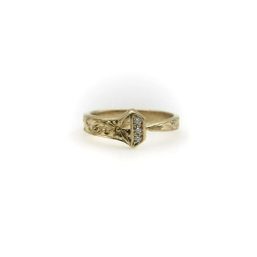 Bague 54.5 Bague en or jaune avec diamants 58 Facettes