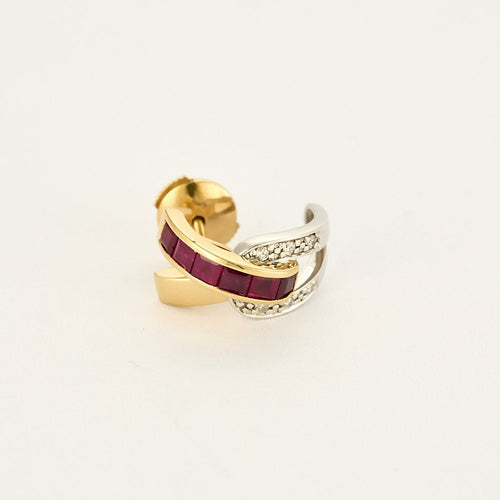 Boucles d'oreilles GUY LAROCHE - Boucles d'oreilles or jaune, or blanc, rubis et diamants 58 Facettes B240764