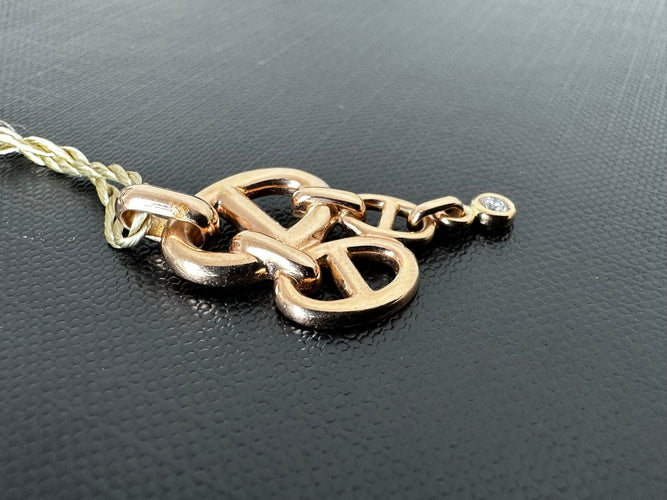 Pendentif Hermès - Pendentif "Chaine d'Ancre Enchainée" Or Rose Diamant 58 Facettes