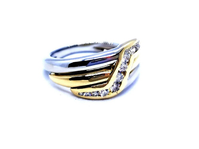 Bague 47 Bague Or jaune, Or blanc Diamant 58 Facettes 948341CD