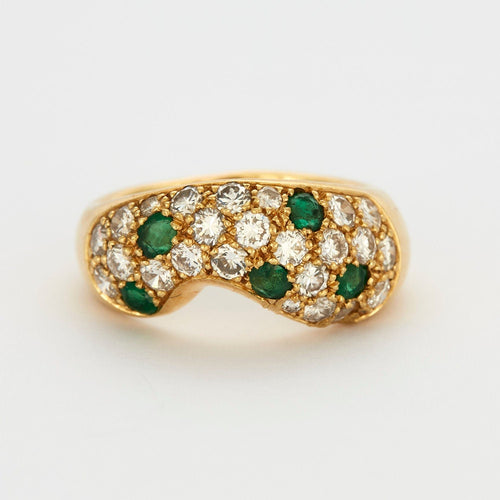 Bague 53 Bague or jaune diamants et émeraudes 58 Facettes 240404