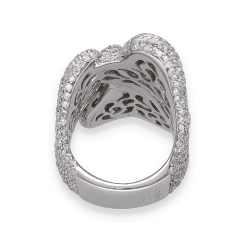 Bague Bague Palmiero Coeurs sertie de 7,50 Cts de diamants brillants en or gris 18k. Taille 53. 58 Facettes