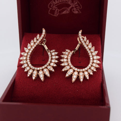 Boucles d'oreilles Orecchini créoles pavés en or rose 18k et diamants 58 Facettes OR204