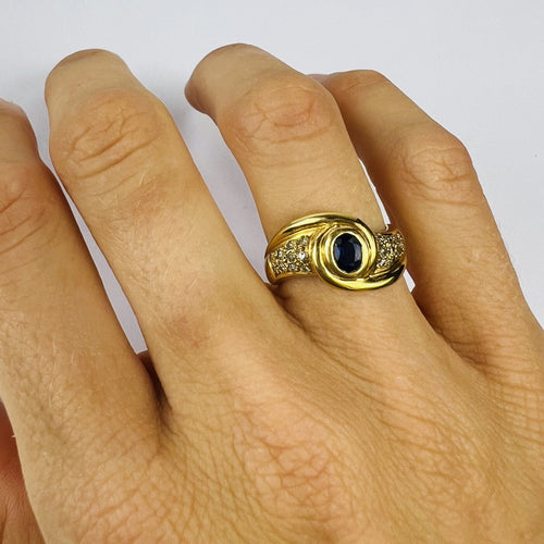 Bague Bague Or Jaune avec Saphir et Diamant 58 Facettes 20400000743