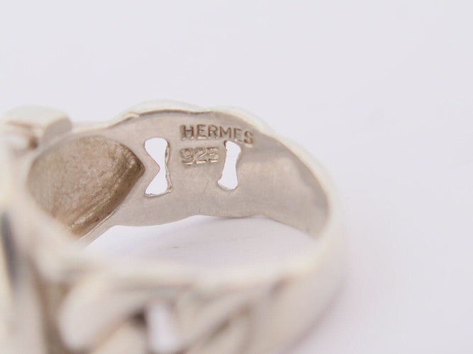 Bague 51 vintage bague HERMES boucle de ceinture t51 en argent 6.9gr  buckle 58 Facettes 271102