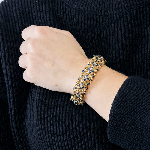 Bracelet Bracelet souple or jaune, saphirs et diamants 58 Facettes 240723