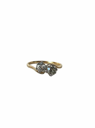 Bague 57 Ancienne bague Toi et Moi deux ors et diamants 58 Facettes