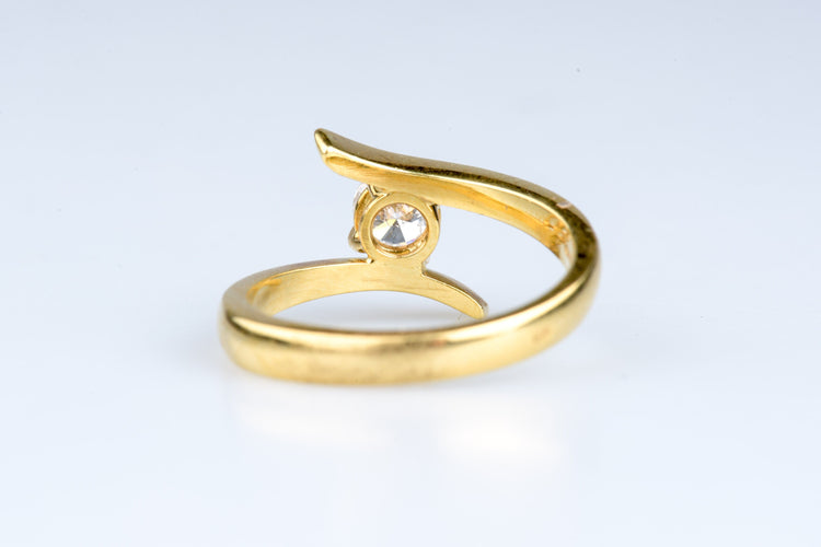 Bague 56 Bague solitaire en or jaune, diamant rond brillant 0,50 ct 58 Facettes 312169-107