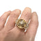 Bague 54 Bague au design rétro des années 1940-1945 en or 18 kt et platine avec diamants 58 Facettes CH38